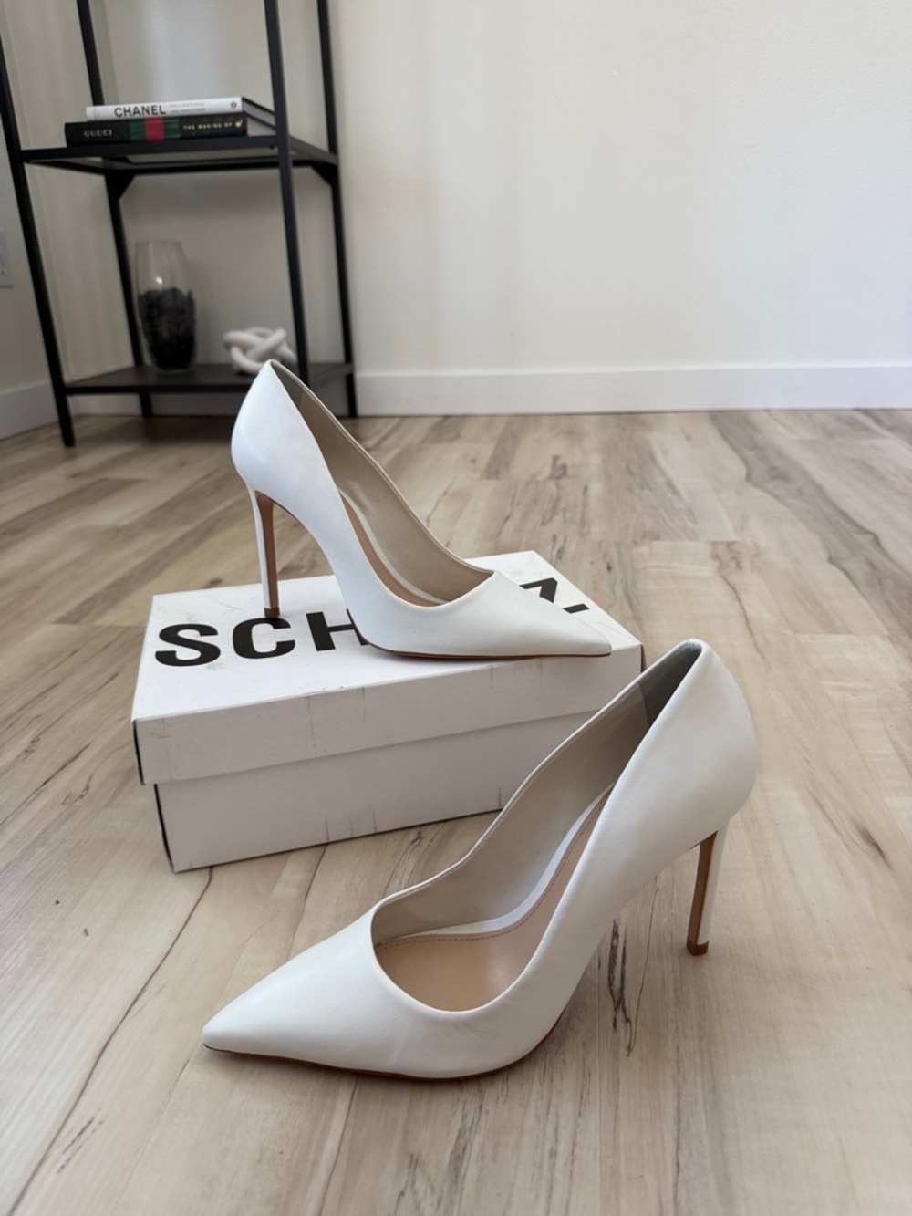 SCHUTZ Lou White Pointed Toe Stiletto Pumps | Size 9